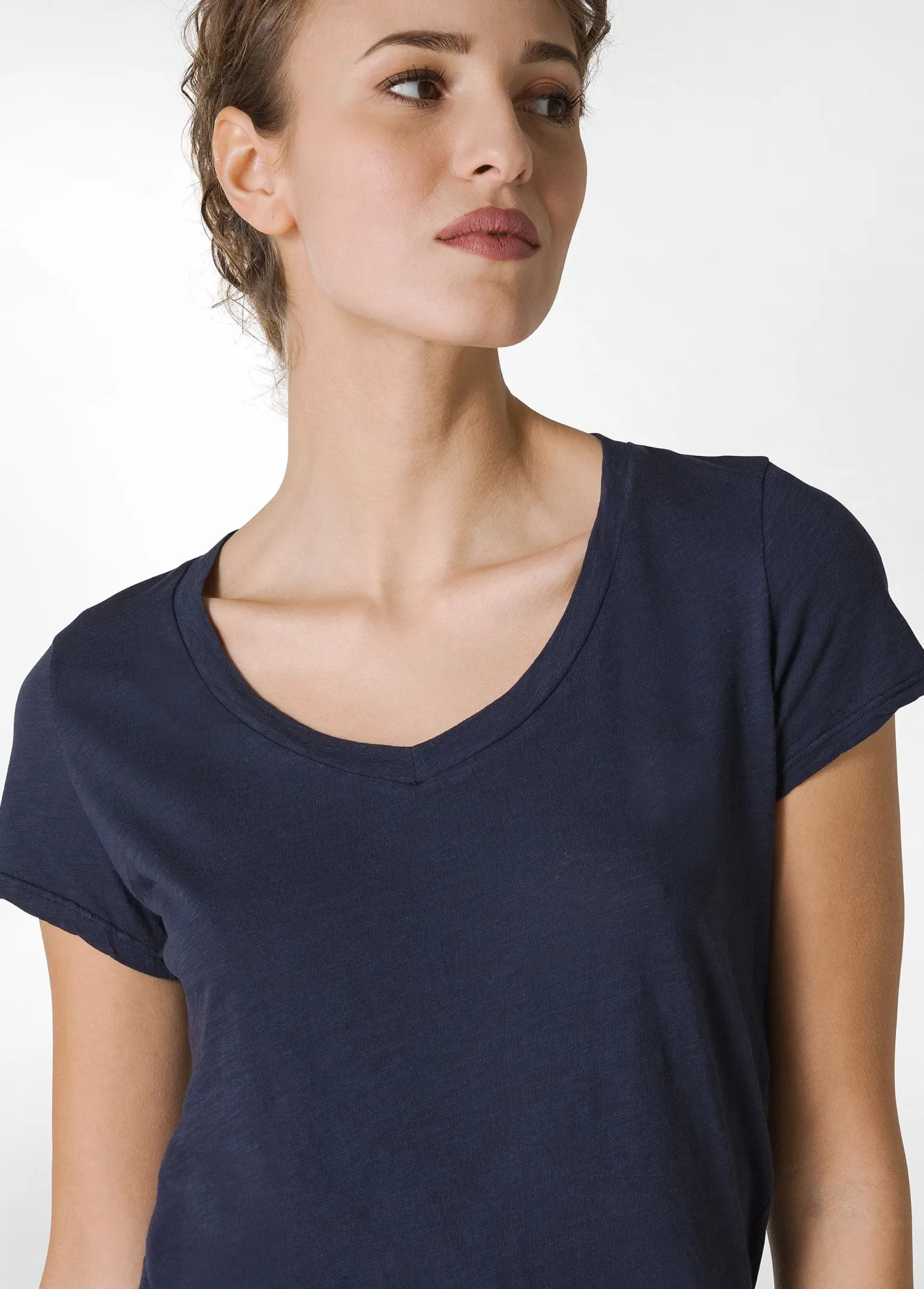 DEHA Top & T-Shirts*T-Shirt Scollo A V In Jersey Fiammato Blu