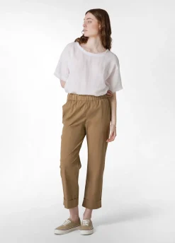DEHA Top & T-Shirts*T-Shirt Sfrangiata In Lino Bianco