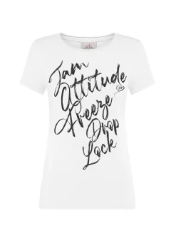 DEHA Top & T-Shirts*T-Shirt Stretch Leggera Con Grafica Bianco
