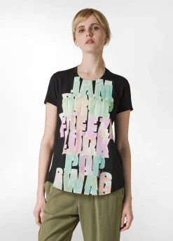 DEHA Top & T-Shirts*T-Shirt Svasata Con Scritte Nero
