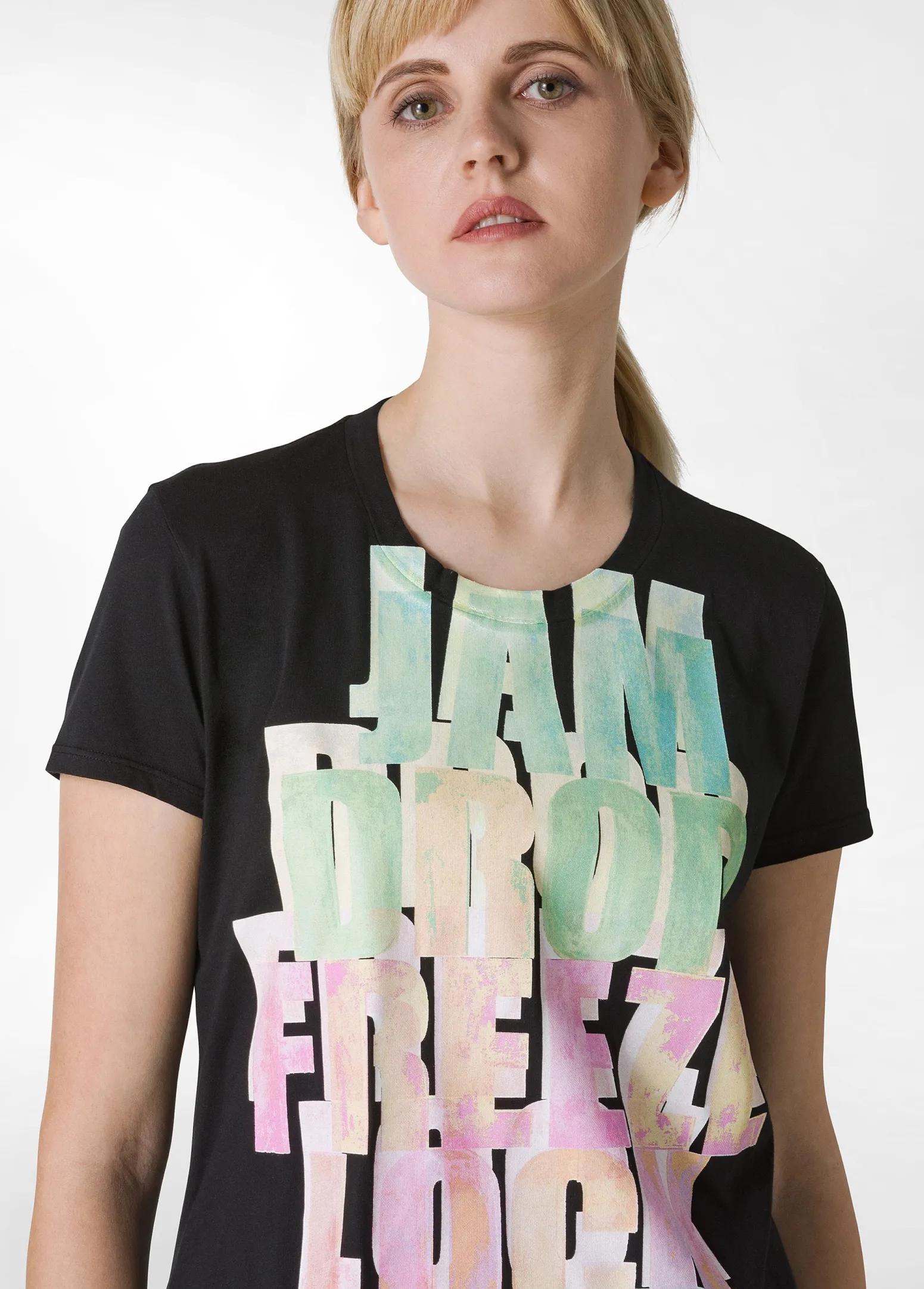 DEHA Top & T-Shirts*T-Shirt Svasata Con Scritte Nero