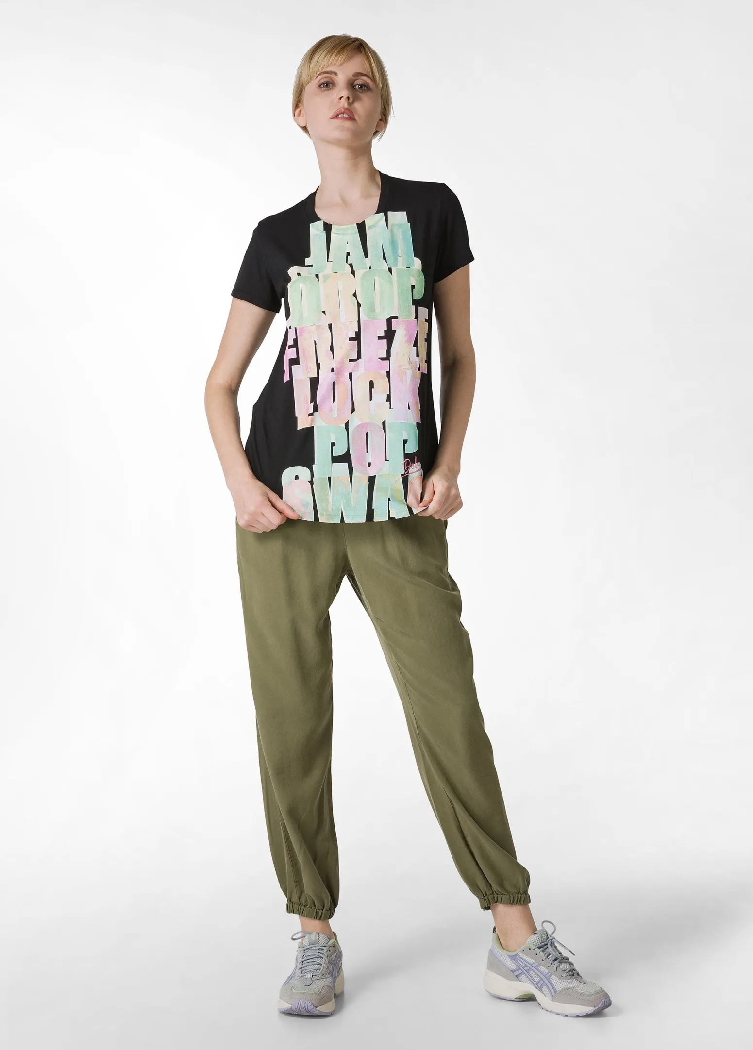 DEHA Top & T-Shirts*T-Shirt Svasata Con Scritte Nero