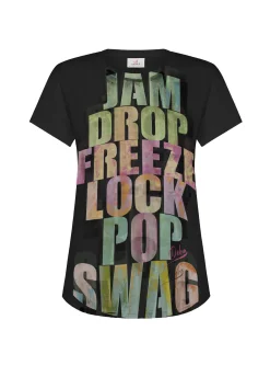 DEHA Top & T-Shirts*T-Shirt Svasata Con Scritte Nero