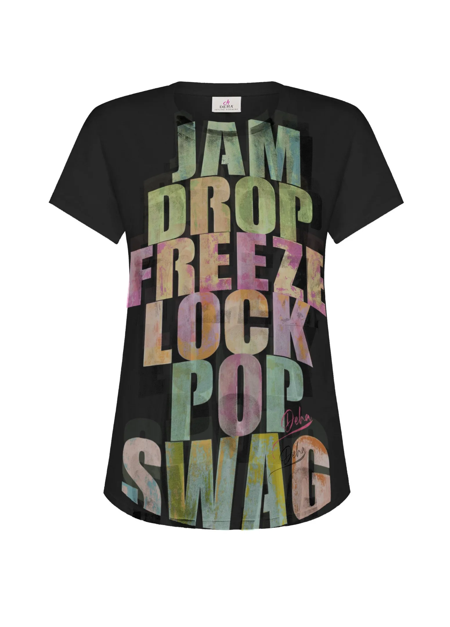 DEHA Top & T-Shirts*T-Shirt Svasata Con Scritte Nero