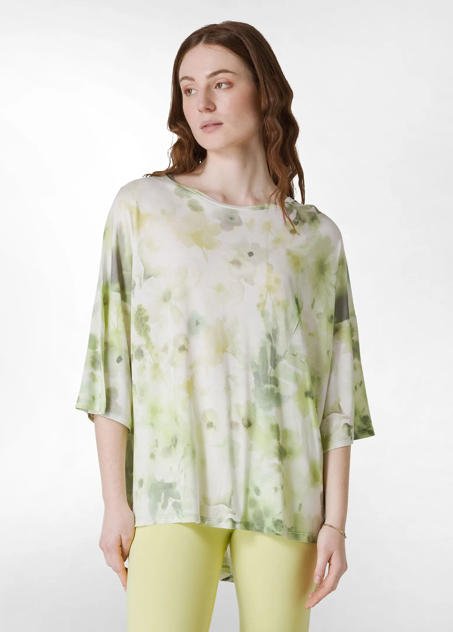 DEHA Top & T-Shirts*T-Shirt Yoga Maxi Stampata Verde
