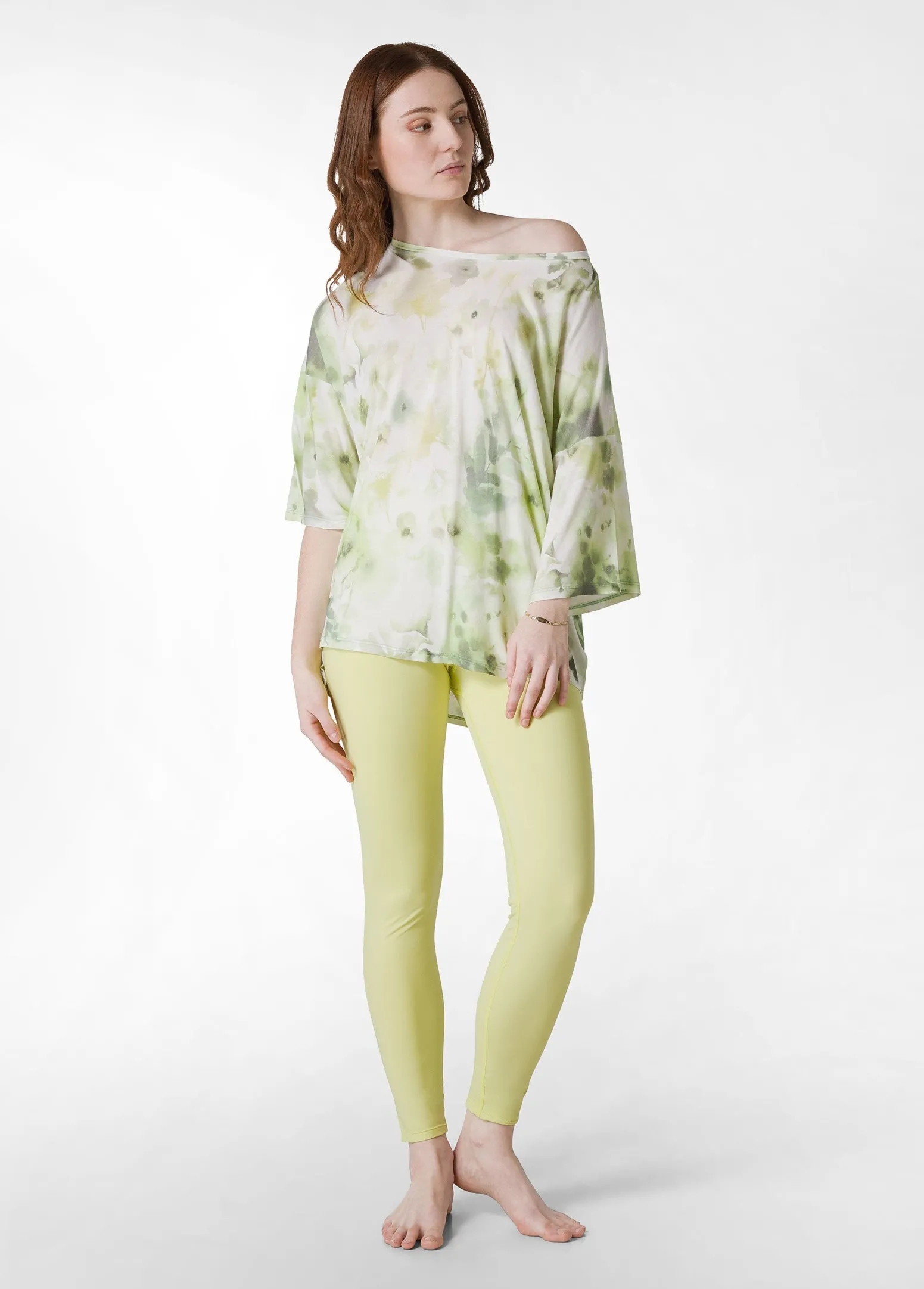 DEHA Top & T-Shirts*T-Shirt Yoga Maxi Stampata Verde