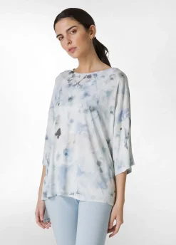 DEHA Top & T-Shirts*T-Shirt Yoga Maxi Stampata Blu
