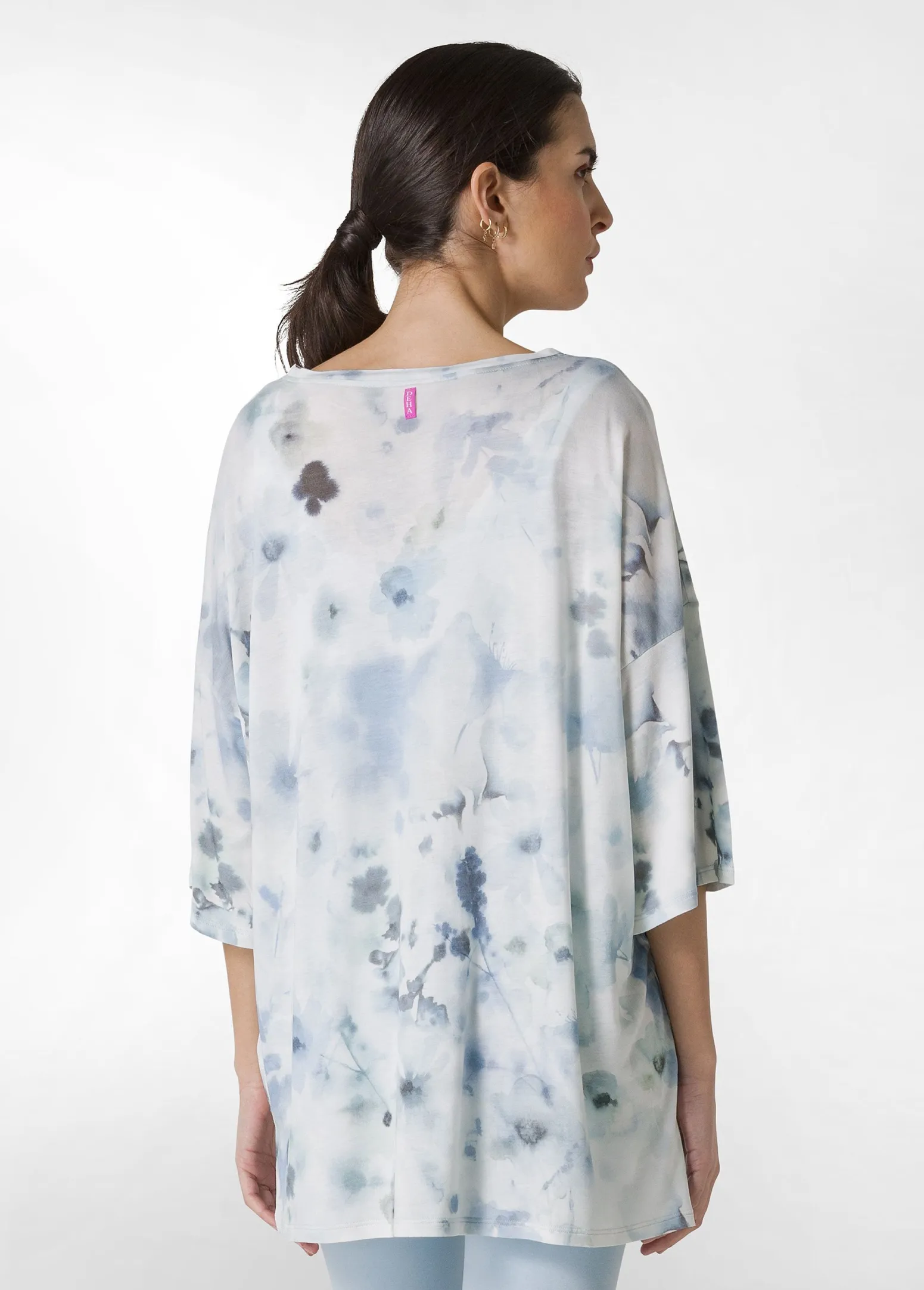 DEHA Top & T-Shirts*T-Shirt Yoga Maxi Stampata Blu