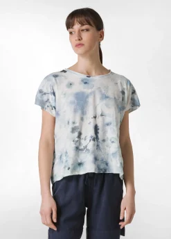 DEHA Top & T-Shirts*T-Shirt Yoga Stampata In Jersey Fiammato Blu