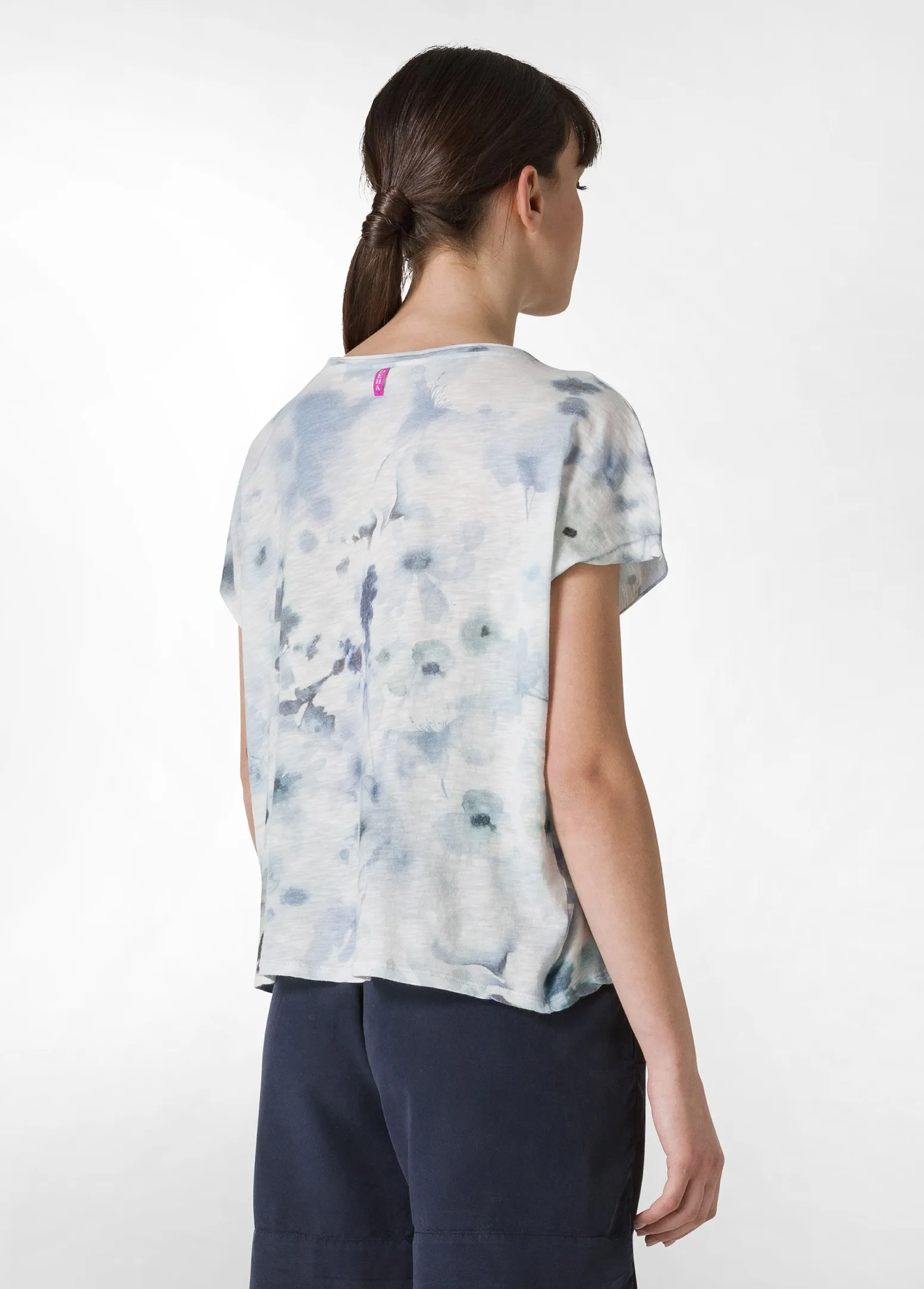 DEHA Top & T-Shirts*T-Shirt Yoga Stampata In Jersey Fiammato Blu