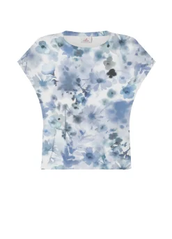DEHA Top & T-Shirts*T-Shirt Yoga Stampata In Jersey Fiammato Blu