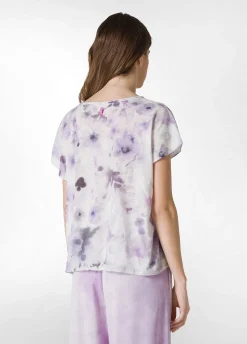 DEHA Top & T-Shirts*T-Shirt Yoga Stampata In Jersey Fiammato Viola