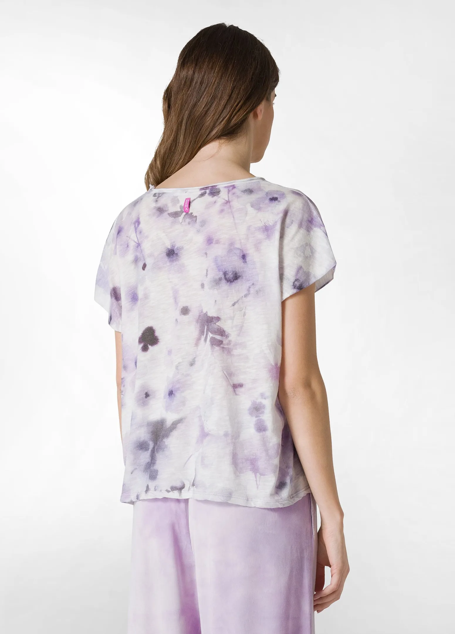 DEHA Top & T-Shirts*T-Shirt Yoga Stampata In Jersey Fiammato Viola