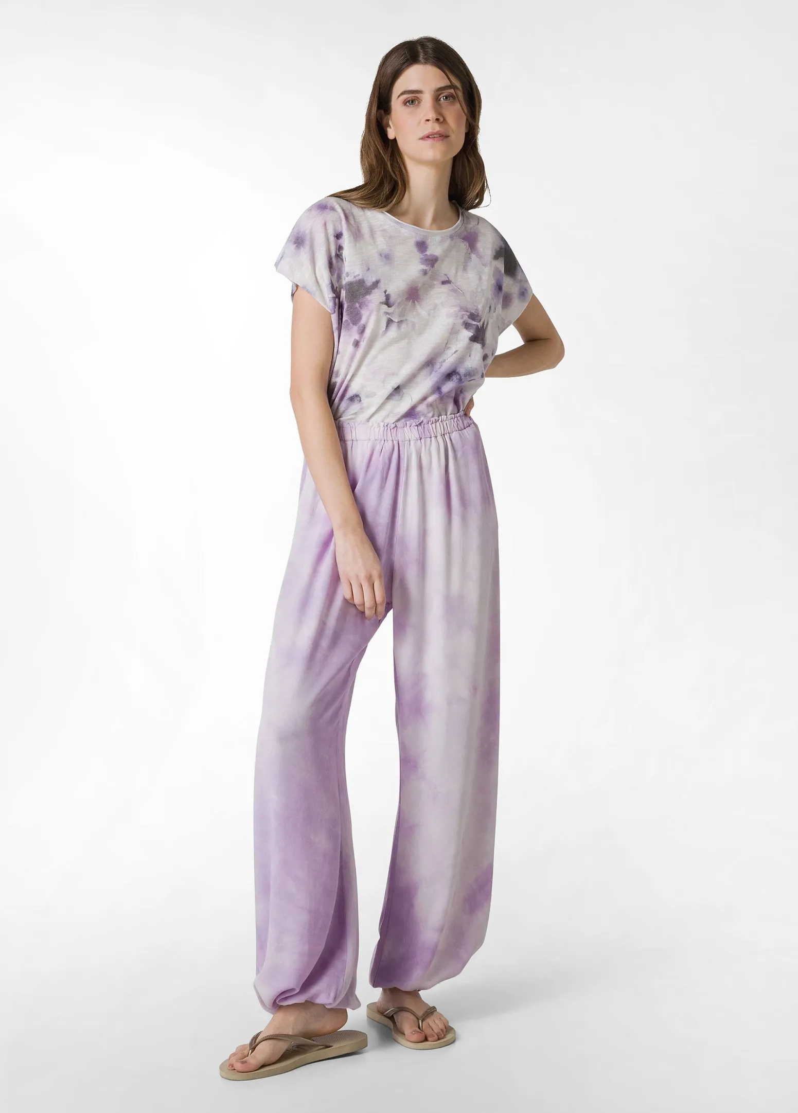 DEHA Top & T-Shirts*T-Shirt Yoga Stampata In Jersey Fiammato Viola