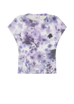 DEHA Top & T-Shirts*T-Shirt Yoga Stampata In Jersey Fiammato Viola