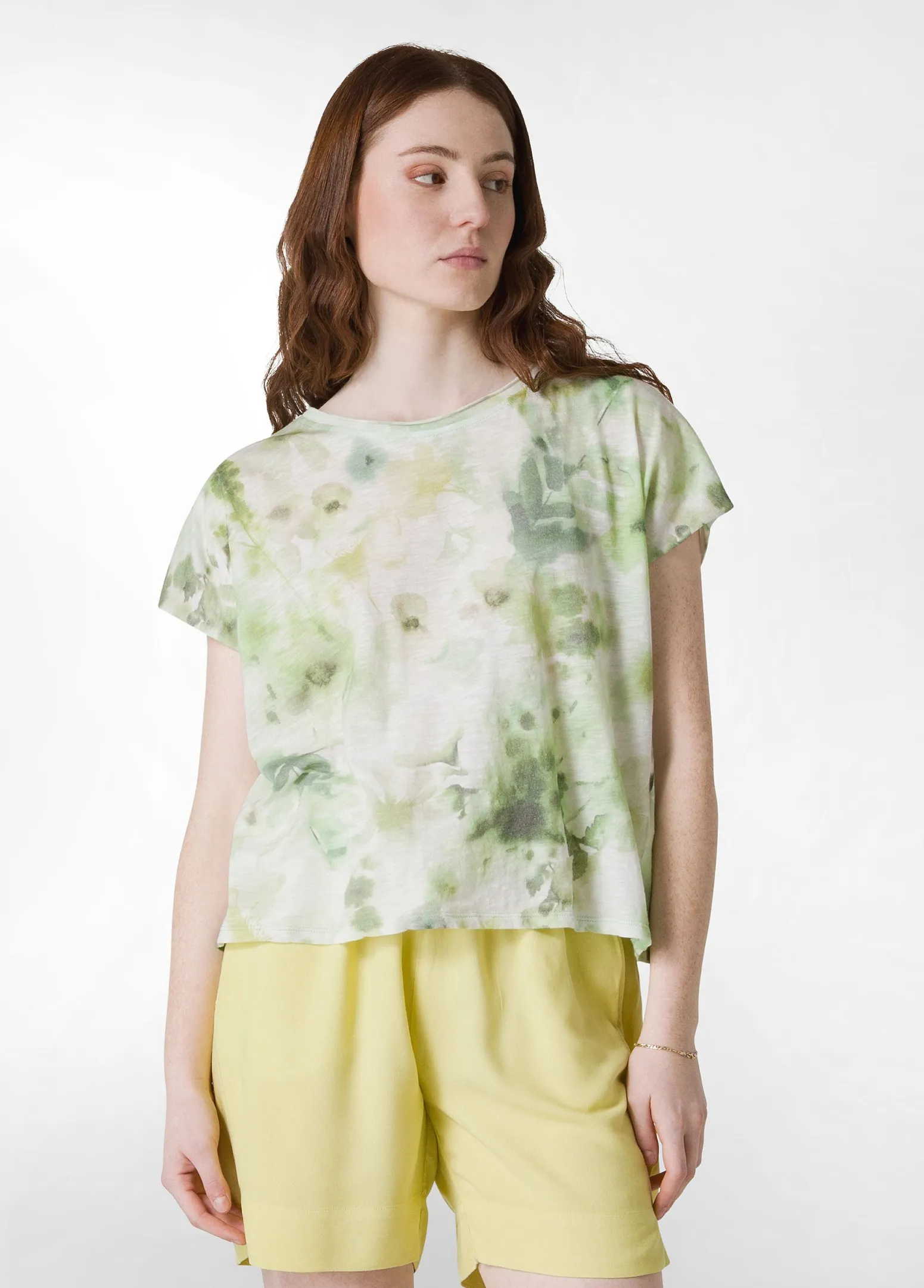 DEHA Top & T-Shirts*T-Shirt Yoga Stampata In Jersey Fiammato Verde